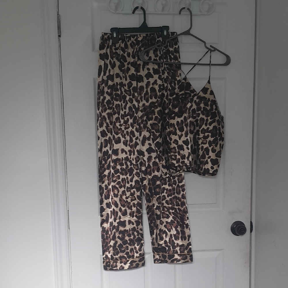 Leopard Print Women's Pj Pant Set